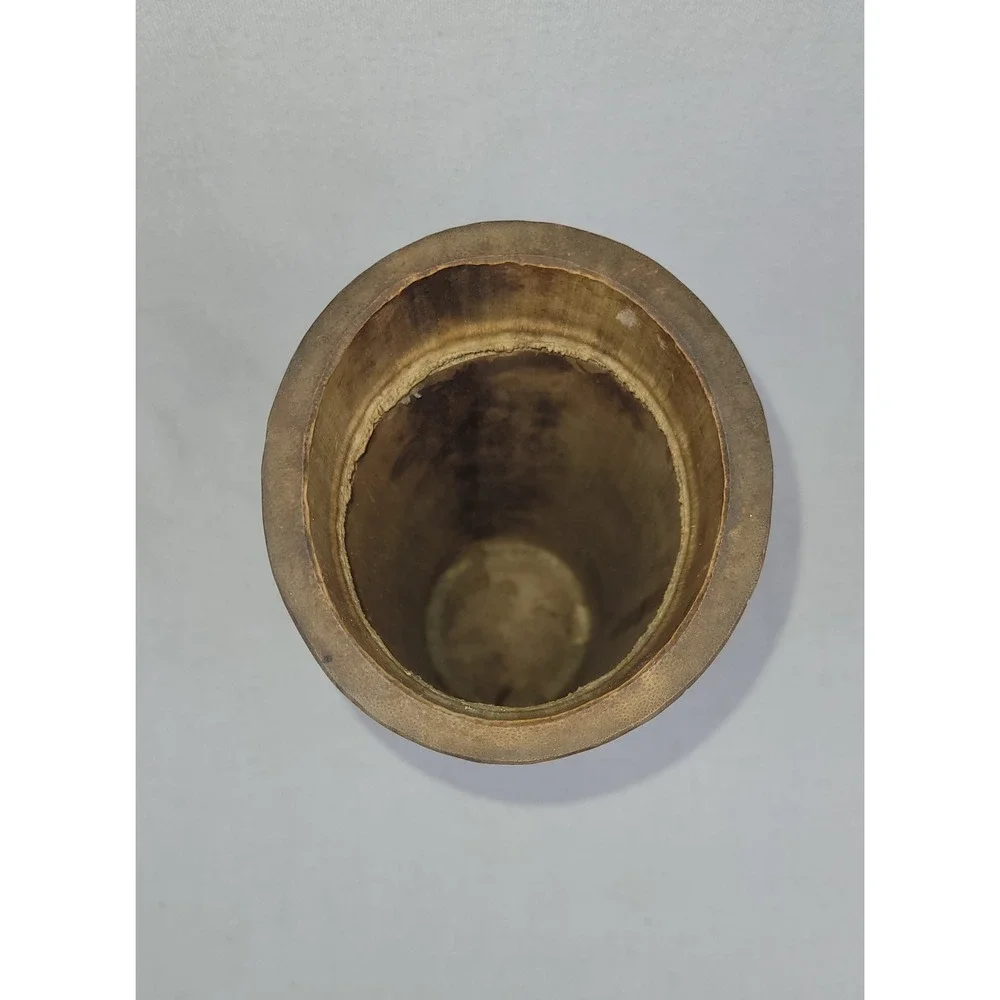 Vintage Hand Carved Bamboo Brush Pot Vase Asian Forest Relief Scene 12 Inch‎